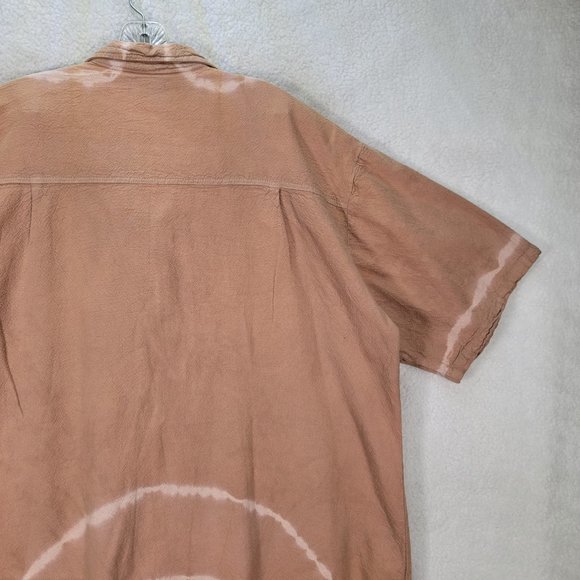 Vintage Cotton Palm Beige Cotton Tie Dye Button Down Collared Rare Casual Shirt - Picture 9 of 15